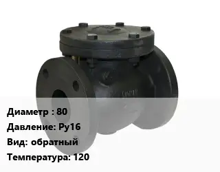 Клапан чугунный 80 Ру16 обратный 120
